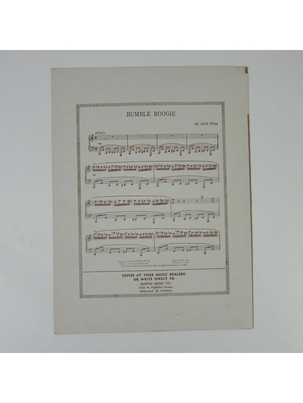Sheet Music The Lady From 29 Palms Andrews Sisters Allie Wrubel Vintage 1947
